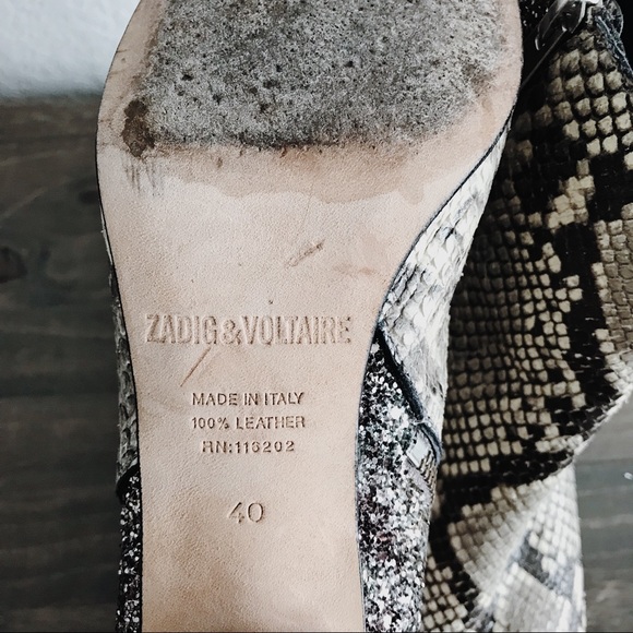 Zadig & Voltaire Snakeskin and Glitter Booties - Picture 5 of 5